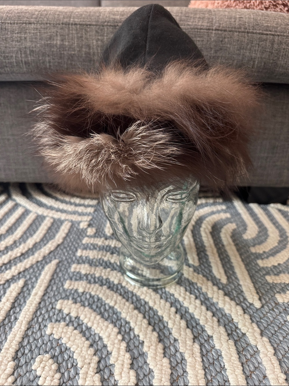 Vintage Genuine Fur Pointed Hat Handmade Cosplay Costume 22"
